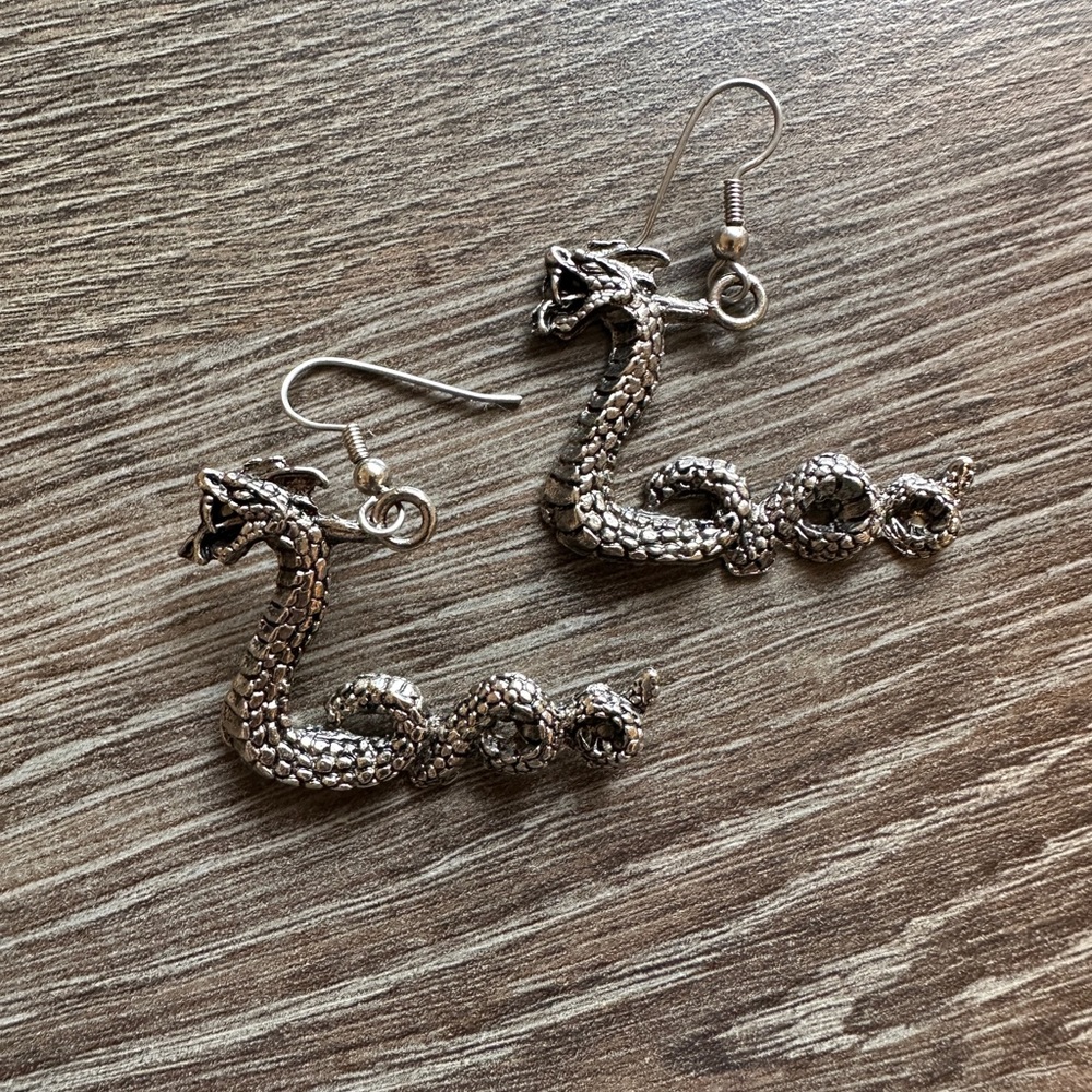 Silver Dragon Earrings